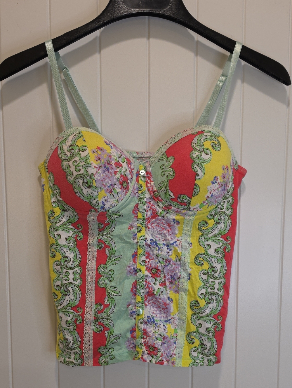 True Freedom Floral Pushup Bustier Crop Top Size Medium